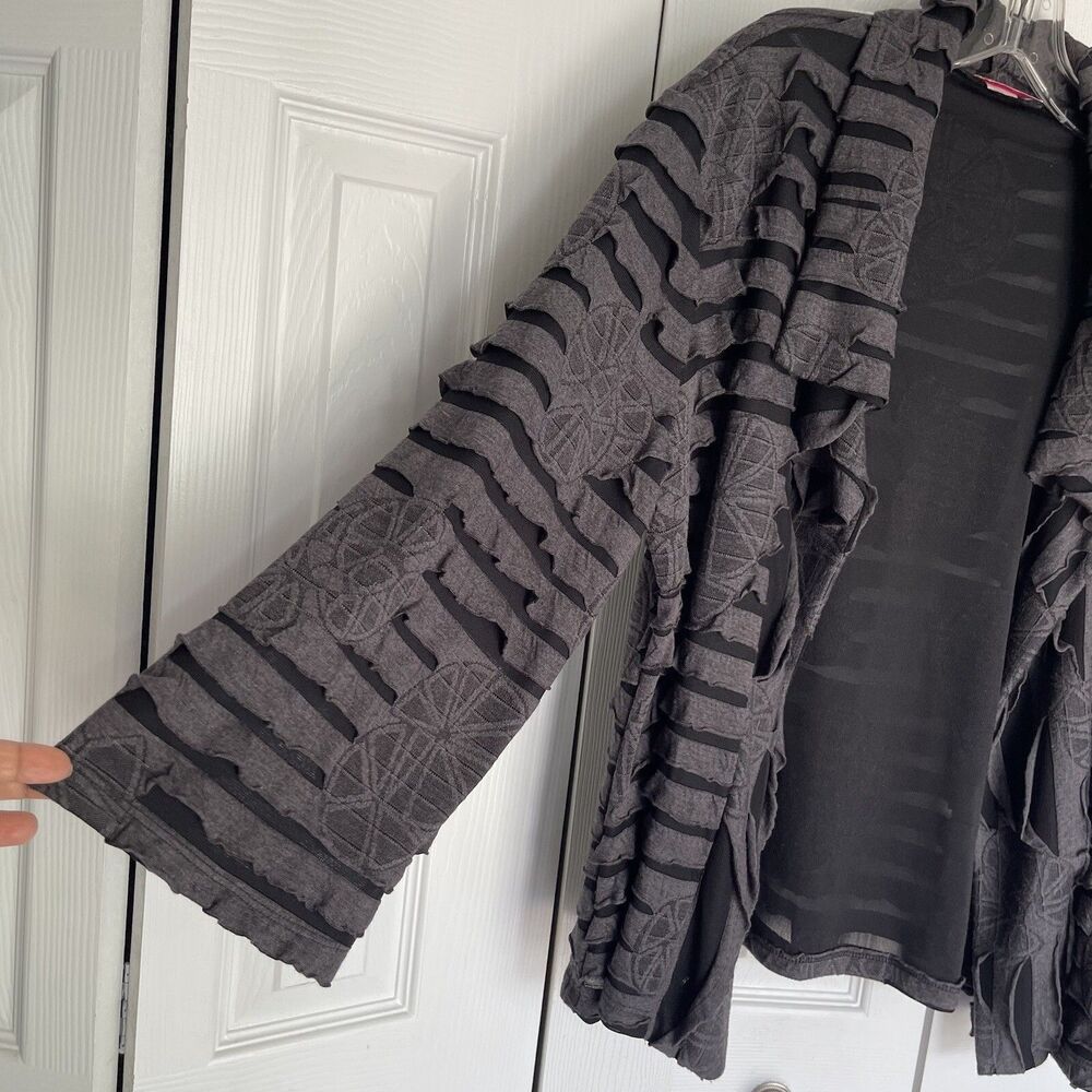 Women’s Sweater Draped Cardigan Size Large Gray Long Sleeve - Picture 13 of 16
